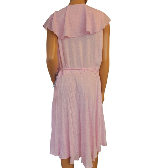 Draper James Wrap Dress Pink White Floral‎ Print Midi Ruffle Sleeve Size XXL New - Picture 4 of 13